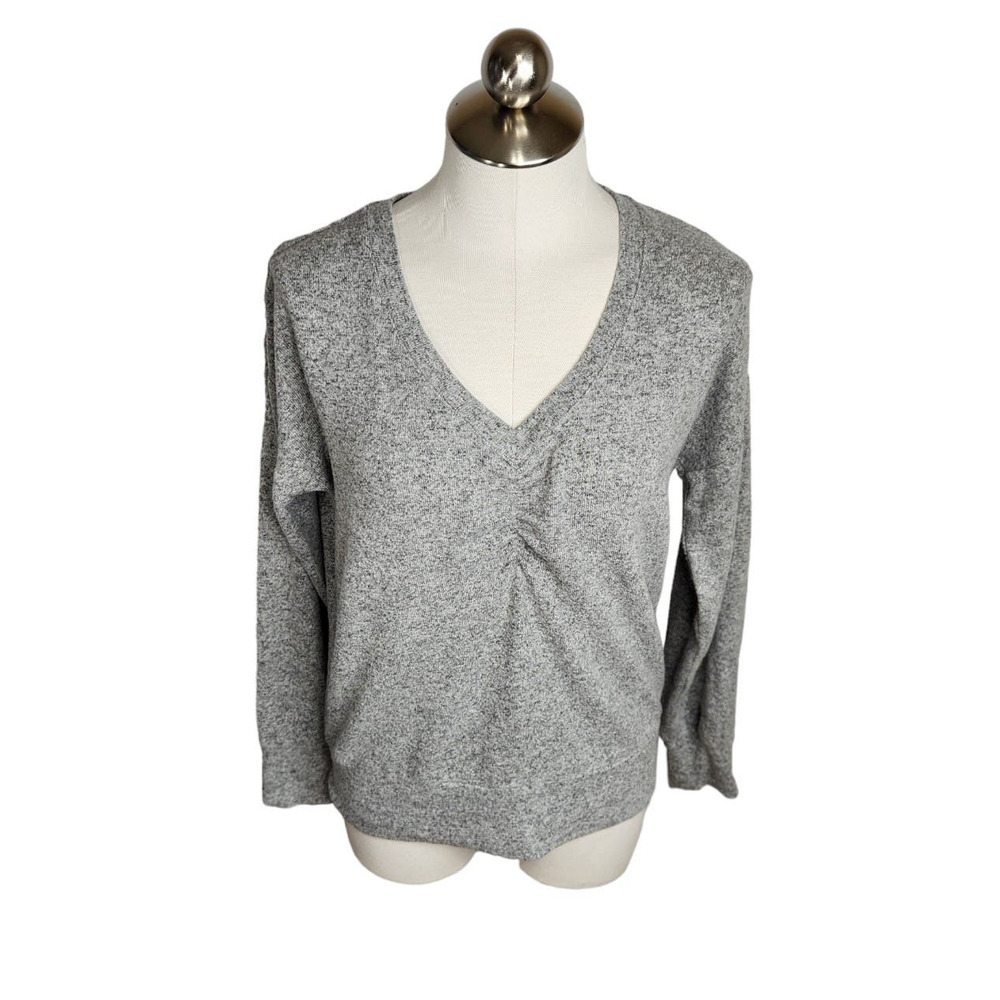 Soft Surroundings Heather Gray Knit‎ Fuzzy Long Sleeve Sweater Womens XS